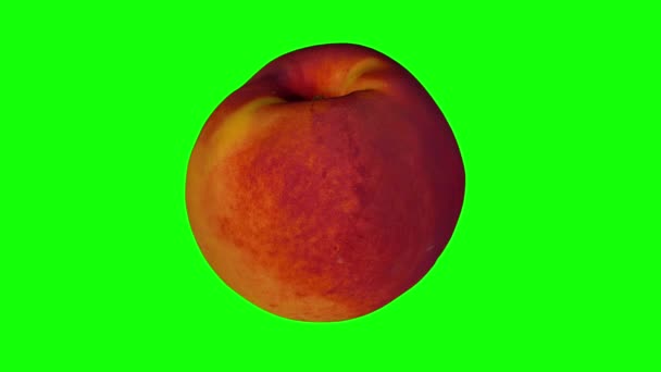 Realistische Darstellung Eines Rotierenden Pfirsichs Nektarinensorte Auf Grünem Hintergrund Das — Stockvideo
