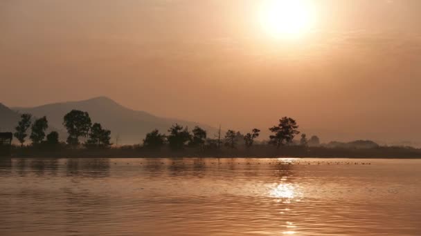 Een Natuurlijk Sepia Gekleurd Herfst Zonsopgang Video Toont Een Deel — Stockvideo