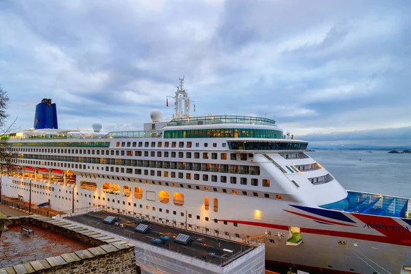 Noruega Oslo Circa 2020 Crucero Aurora Flota Cruises Atracado Puerto —  Fotos de Stock