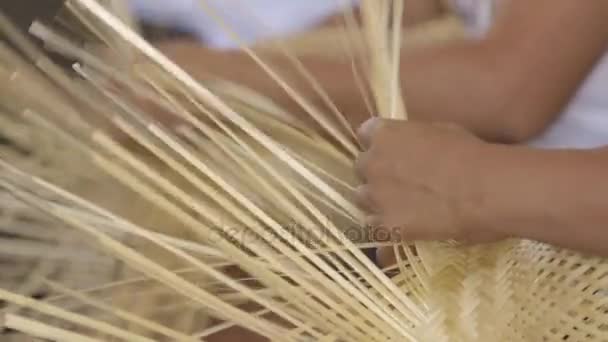 Native people weaving basketwork - Amazon — Stock Video