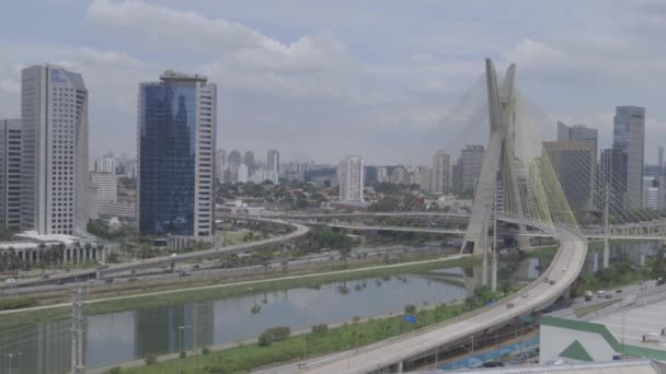 Sao Paulo downtown with a bridge in the background - Brazil — Stock Video
