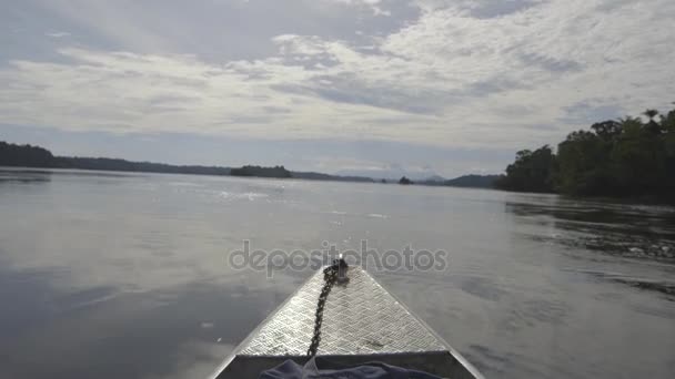 Tok řeky pohled z lodi luk - Amazon - Brazílie — Stock video