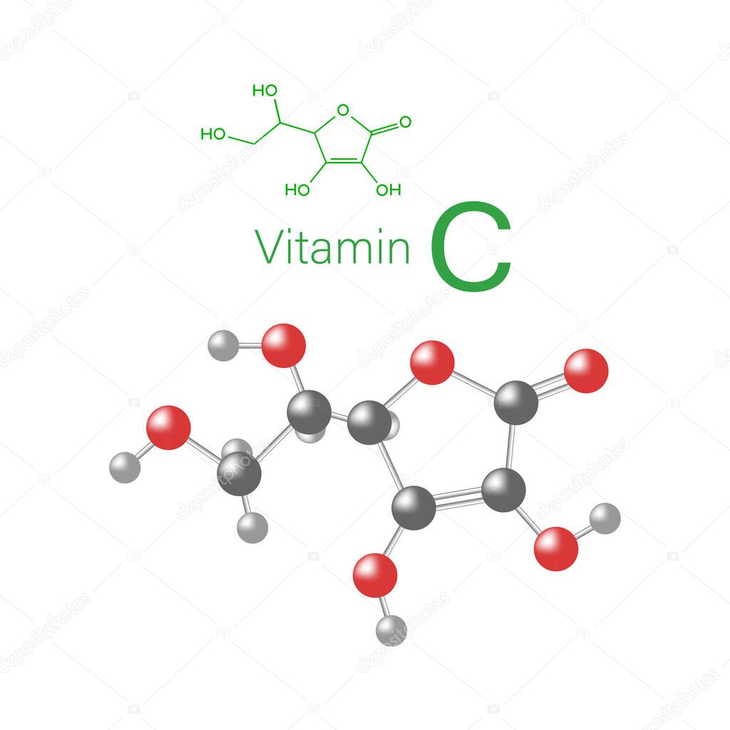  Vector illustration of the chemical compound vitamin C