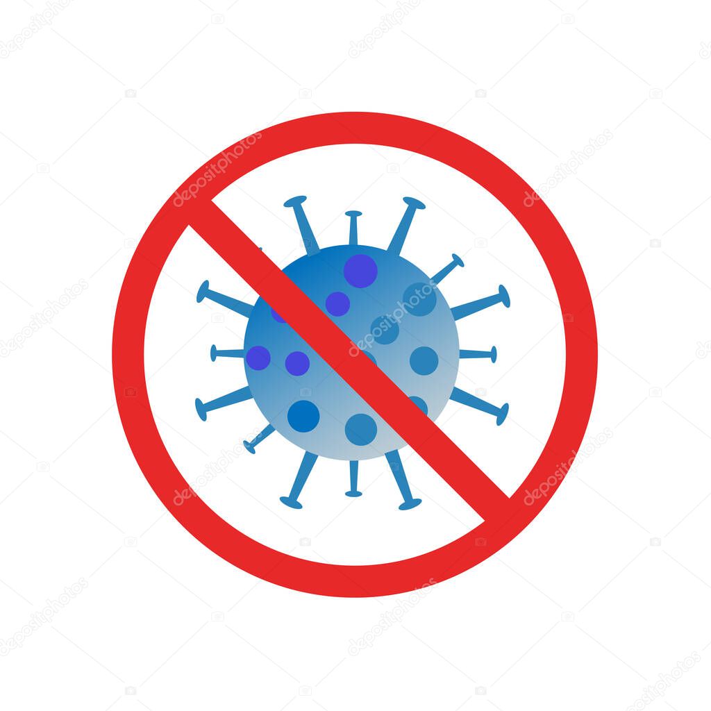  Vector illustration of a sign prohibiting coronavirus infection