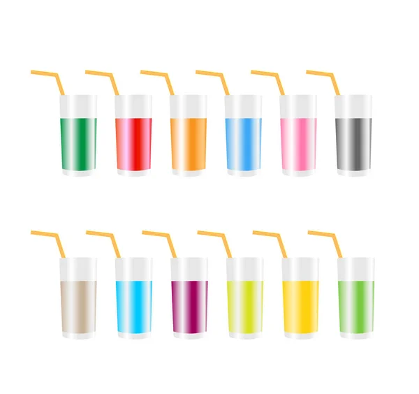 Vector Illustration Set Colorful Drinks Glasses — Stock Vector