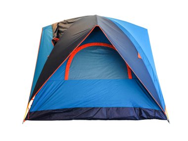 beyaz izole mavi çadır kamp