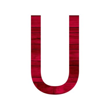 Kırmızı ahşap doku ile İngilizce alfabe.