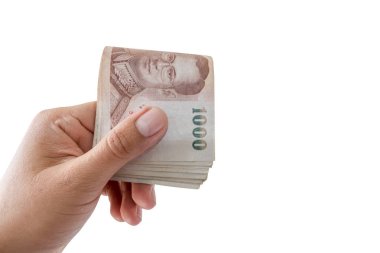 El ele tutuşma parası beyaz arka planda izole