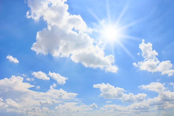Sun with blue sky background. Royalty Free Stock Photos