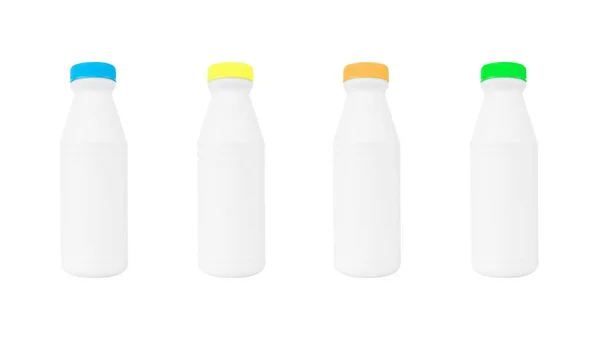 Lahve od mléka izolované na bílém — Stock fotografie