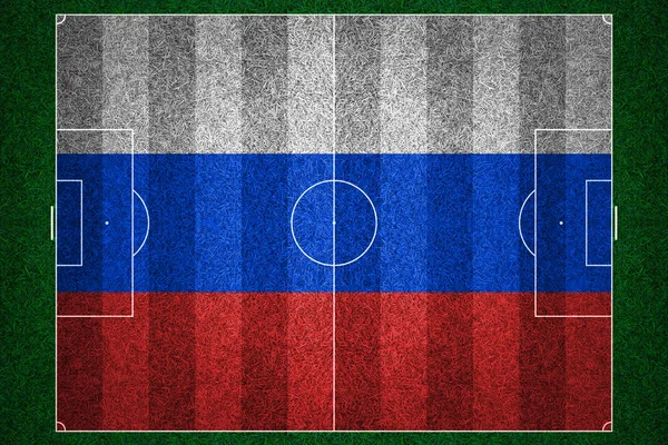 Ρωσική σημαία ποδόσφαιρο πεδίο — Φωτογραφία Αρχείου