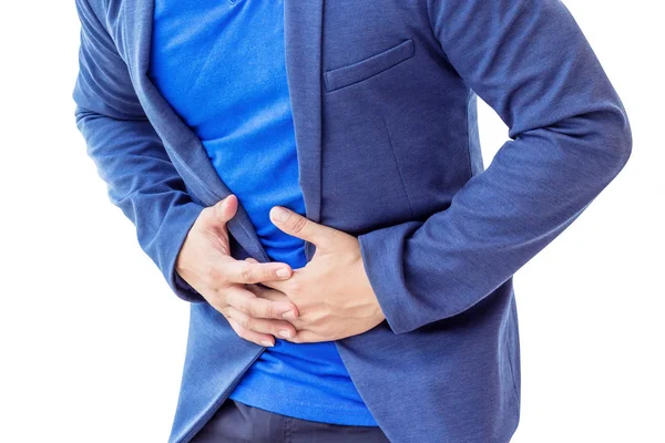 Businessman holding his stomach in pain — Stock Photo, Image