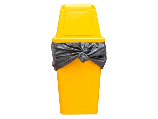 Желтый мусорный бак на белом . — стоковое фото
