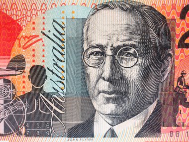 Portrait of Reverend John Flynn from Australian 20 dollar clipart
