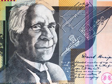 Rahip David Unaipon portresi Avustralya 50 Doları üzerinden