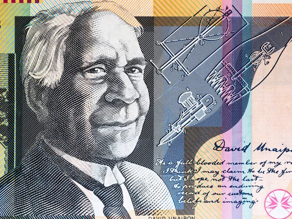 Портрет Преподобний Девід Unaipon з 50 Австралійський долар — стокове фото