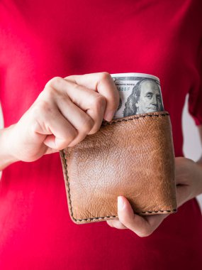 M-cüzdan ve Doları para ile kadın el kadar kapatın