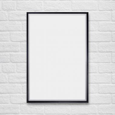Boş poster resim çerçevesi üzerinde tuğla duvar kadar alay.