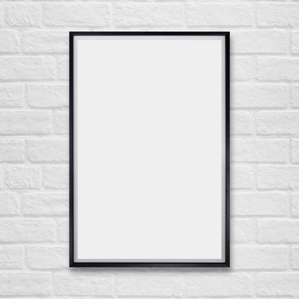 Mock up blank poster picture frame on brick wall. — Stock Photo, Image