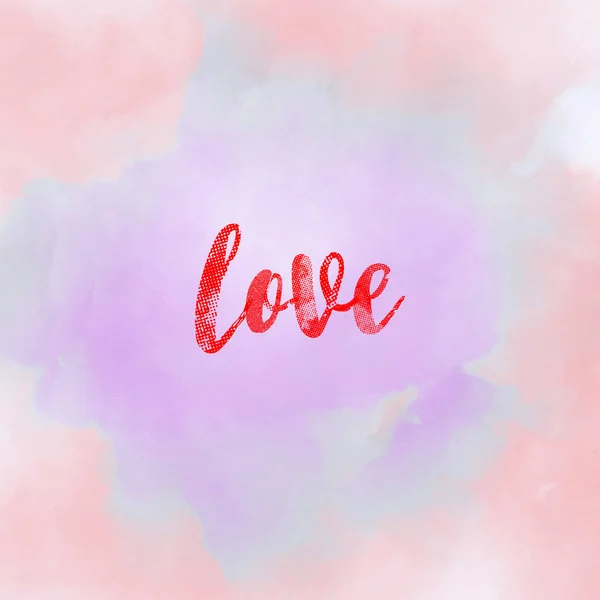 Znak miłości tekst z akwarela pastel na tle papieru — Zdjęcie stockowe