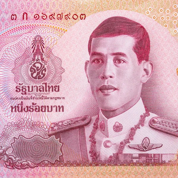 Close up van een bankbiljet van 100 Thaise baht. — Stockfoto