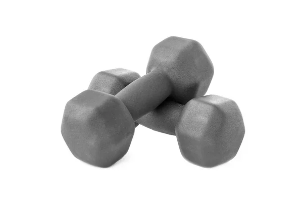 Pair of black dumbbells on white background. — Stock Photo, Image