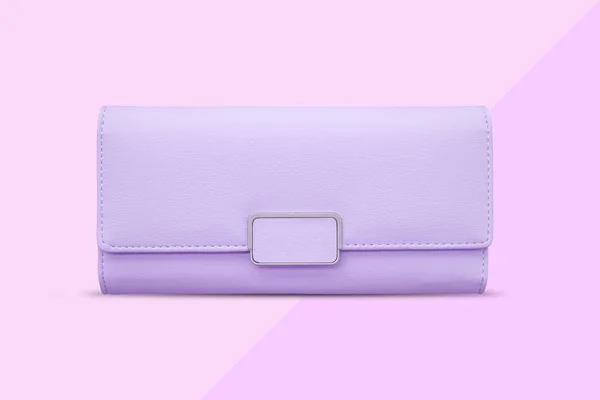 Фиолетовый Бумажник Фоне Розовой Бумаги — стоковое фото