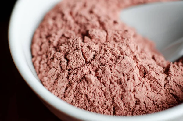 Polvere Argilla Rosa Bentonite Nella Ciotola Onice Maschera Facciale Fai — Foto Stock