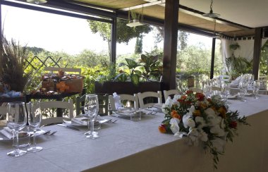 Bir düğün için ayarlanmış Restoran 