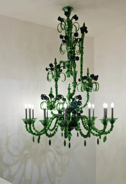 Green Murano Glass chandelier — Stock Photo, Image