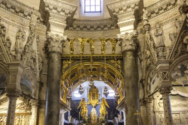 SPLIT, CROATIA - AUGUST 11 2017: Interiors of Saint Domnius Cathedral in Split, with its golden altar clipart