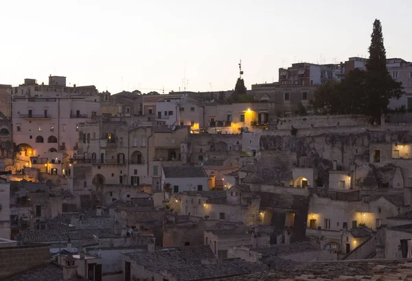 Matera Italy August 2017 View Sunset Historic Buildings City Center — Stock Photo, Image