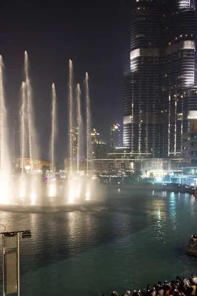 Dubai Uae December 2017 Dubai Dancing Fountain Night — Stock Photo, Image