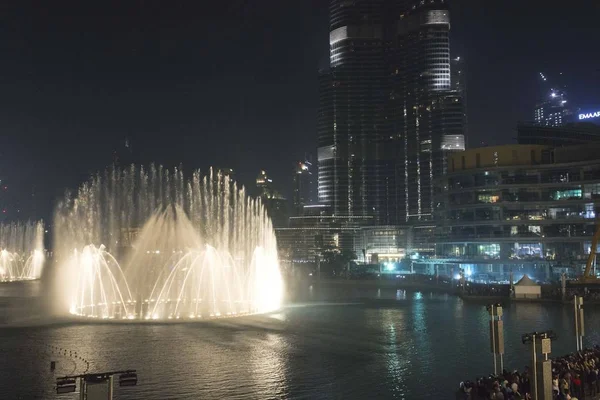 Dubai Uae December 2017 Dubai Dancing Fountain Night — Stock Photo, Image