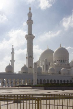 ABU DHABI UAE - DECEMBER 28 2017: View from the street of the Grand Mosque in Abu Dhabi