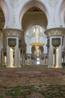 ABU DHABI, UAE - DECEMBER 28 2017: Interior of the Abu Dhabi grand mosque