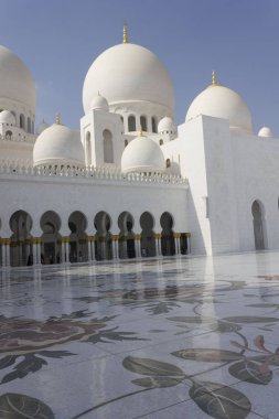 ABU DHABI, UAE - DECEMBER 28 2017: External view of Sheikh Zayed Grand Mosque in Abu Dhabi