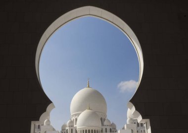 ABU DHABI, UAE - DECEMBER 28 2017: Dome architectural detail of Sheikh Zayed Mosque in Abu Dhabi