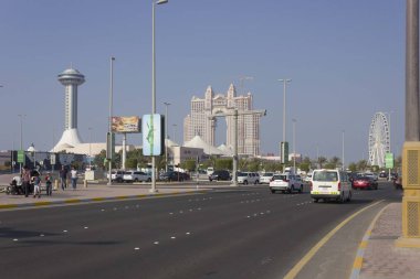 ABU DHABI, UAE - DECEMBER 28 2017: Abu Dhabi trafficated road on Marina district