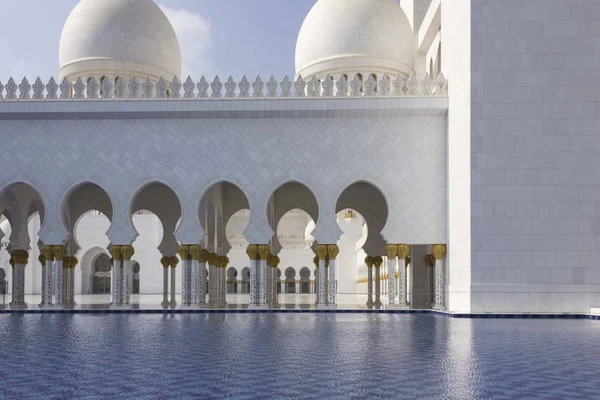 Abu Dhabi Eau Décembre 2017 Piscine Mosquée Cheikh Zayed — Photo