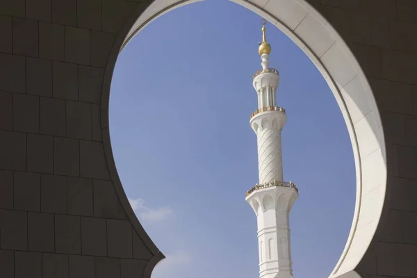 Abu Dhabi Émirats Arabes Unis Décembre 2017 Minaret Grande Mosquée — Photo