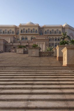 ABU DHABI, UAE - DECEMBER 28 2017:  Grand staircase to Emirate Palace Hotel