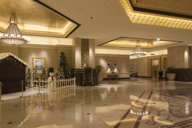 ABU DHABI, UAE - DECEMBER 28 2017: entrance hall of emirates Palace in Abu Dhabi
