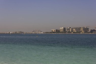 DUBAI, UAE - DECEMBER 29 2017: Dubai Marina with Atlantis Hotel in the background