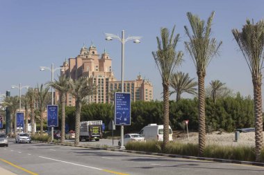 DUBAI, UAE - DECEMBER 30 2017: view from the street of the Atlantis resort in Dubai