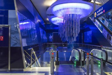 DUBAI, UAE - DECEMBER 30 2017: Artistic Dubai metro station