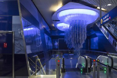 DUBAI, UAE - DECEMBER 30 2017: Artistic Dubai metro station
