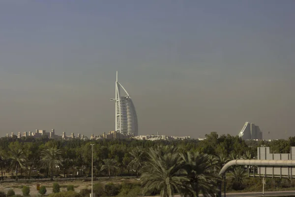 Dubai Eau Diciembre 2017 Vista Desde Distancia Del Hotel Burj — Foto de Stock