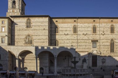 Peru, İtalya - 9 Aralık 2016: Perugia, İtalya 'daki Katedral od Saint Lawrence