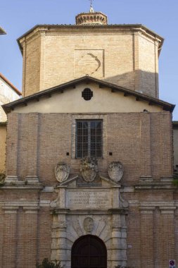 Peru, İtalya - 9 Aralık 2016: İyi Ölüm Şirketi Kilisesi - Chiesa della Compagnia della Buona Morte, Perugia şehir merkezi, İtalya